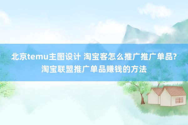 北京temu主图设计 淘宝客怎么推广推广单品?淘宝联盟推广单品赚钱的方法